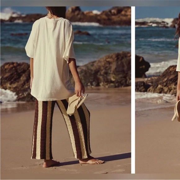 NWOT Free People We the Free Shell Tee - ivory combo - XS oversized - Picture 3 of 8